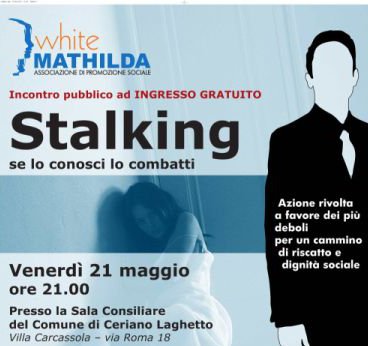 Immagine del manifesto della serata contro lo stalking